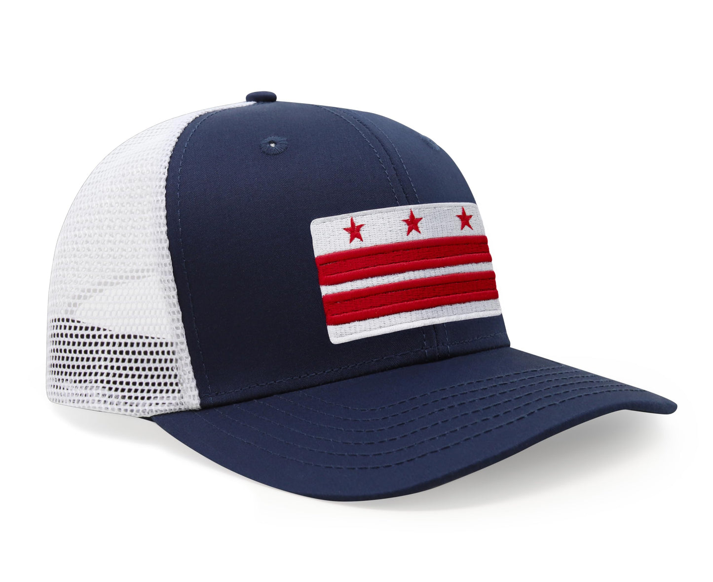 International Tie Premium Washington DC Flag Hat for Men and Women - Snapback Trucker Baseball Cap (Navy White)