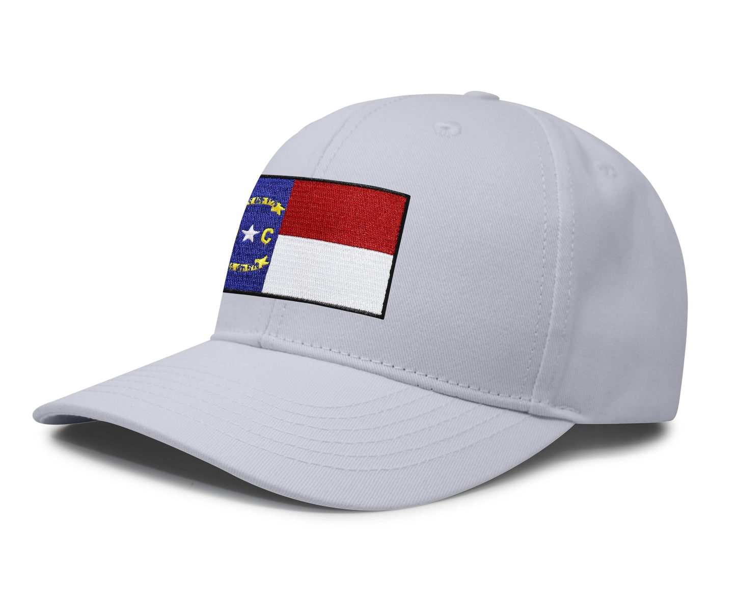 International Tie North Carolina Flag Hat for Men and Women – Adjustable Baseball Cap (All White)