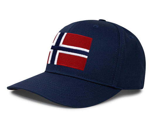 International Tie Country Hat for Men and Women, Adjustable Snapback Trucker Baseball Cap with Embroidered Patch (Norway, All Navy) - International Tie