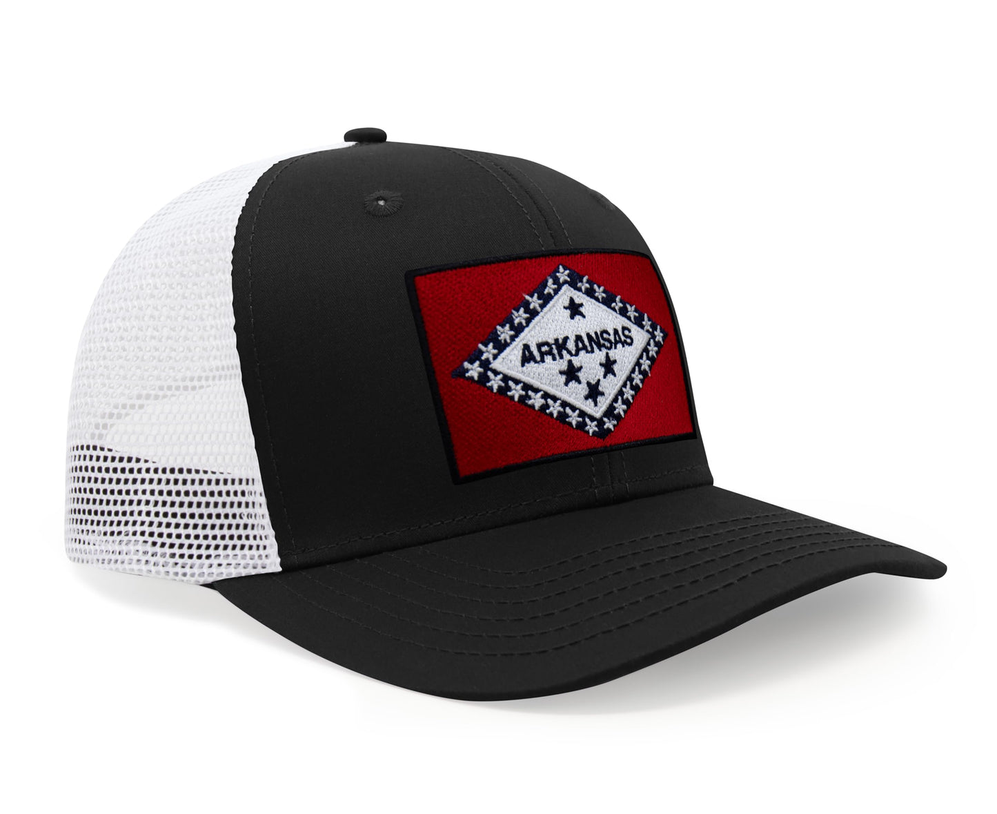 Arkansas Flag Hat for Men and Women – Snapback Trucker Baseball Cap by International Tie (Black White)