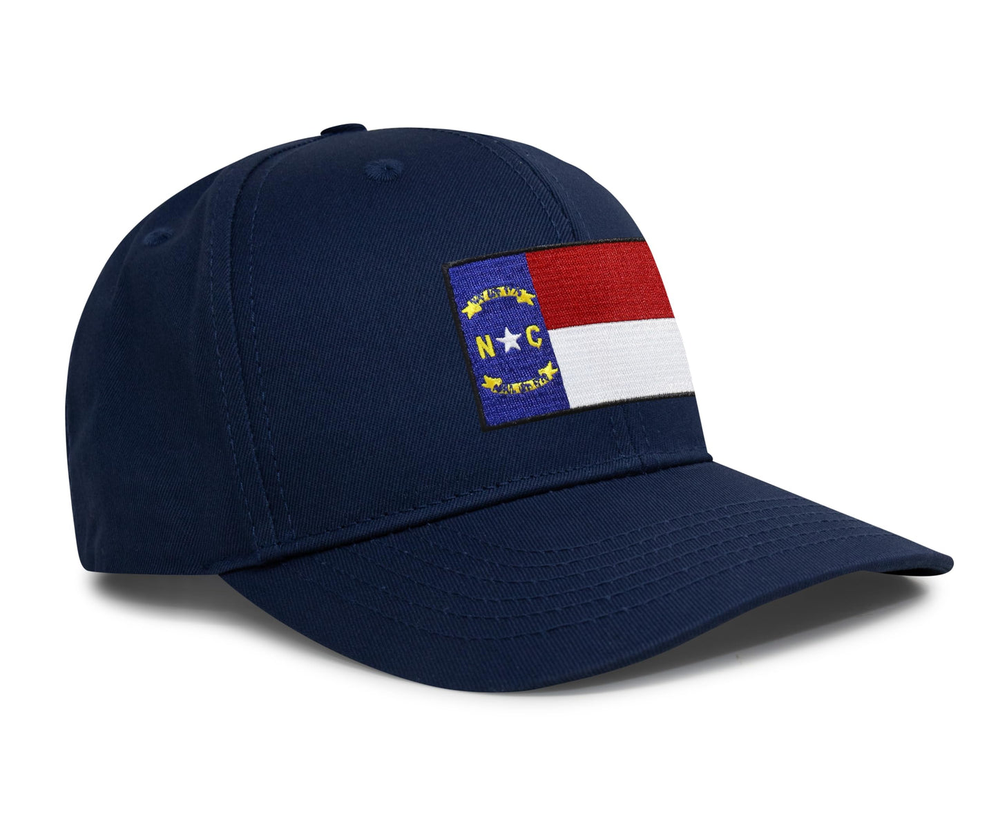 International Tie North Carolina Flag Trucker Hat for Men and Women – Snapback Baseball Cap (All Navy)