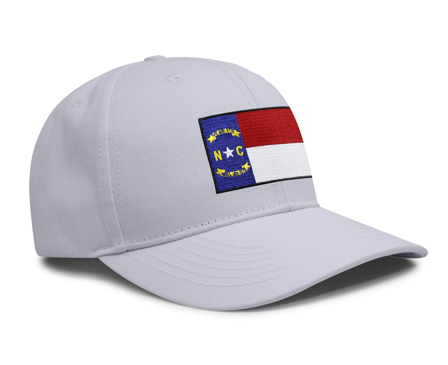 International Tie North Carolina Flag Hat for Men and Women – Adjustable Baseball Cap (All White)