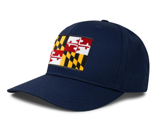 International Tie Maryland Flag Hat for Men - Adjustable Snapback Baseball Trucker Cap (All Navy)