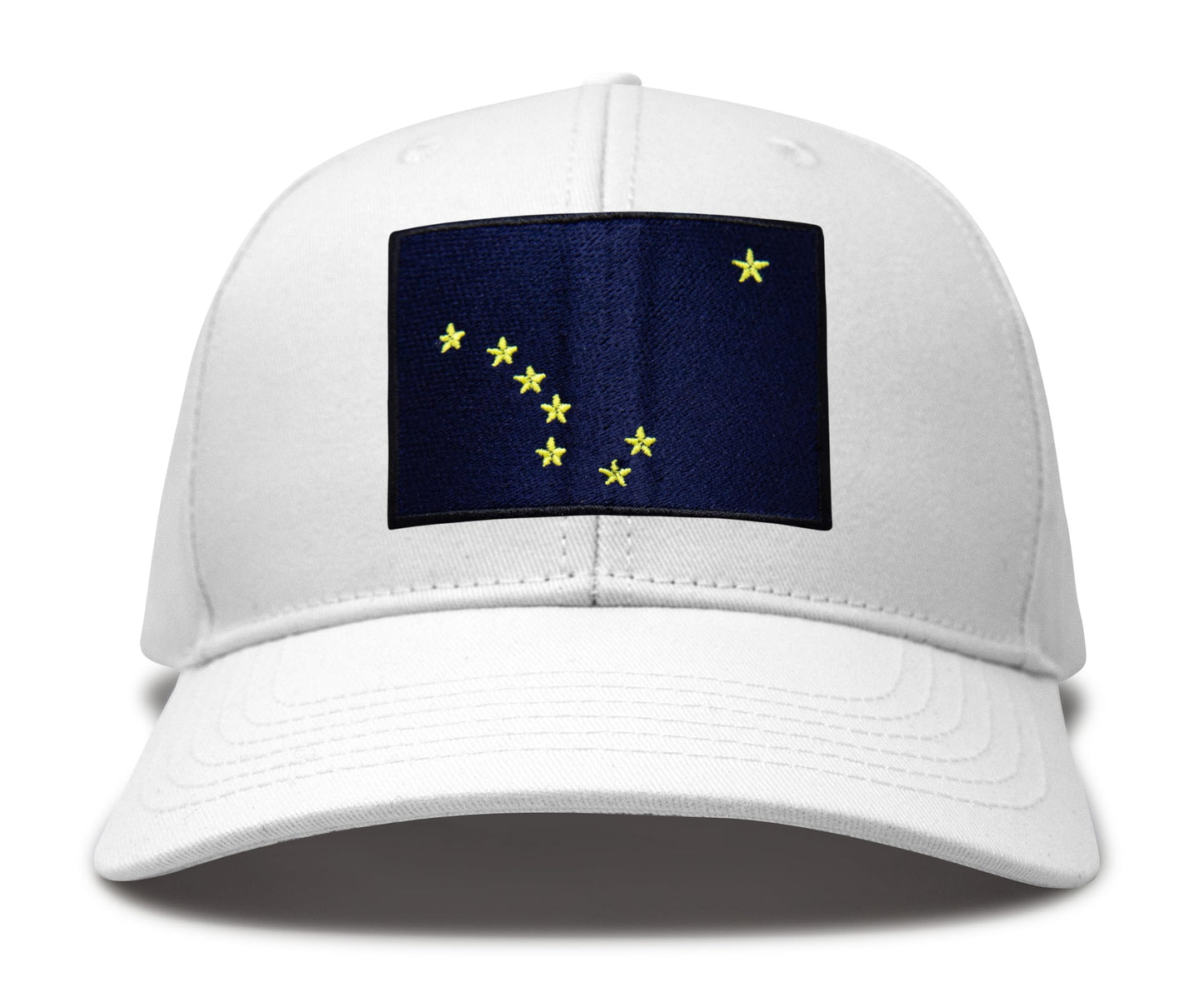 International Tie Premium Alaska Flag Hat for Men and Women - Snapback Trucker Baseball Cap (All White)