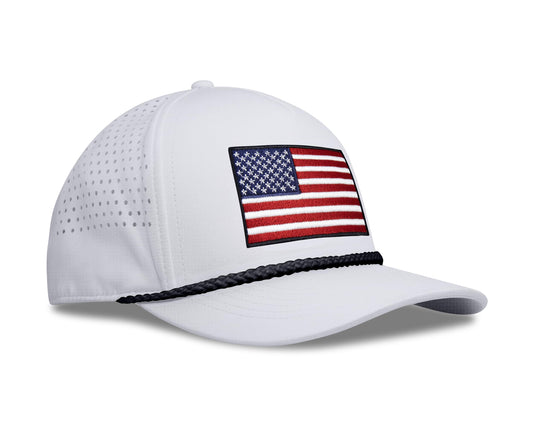 Performance Golf Hat – Adjustable Snapback Trucker Baseball Cap for Men & Women - Jetset Series (USA, Arctic White)