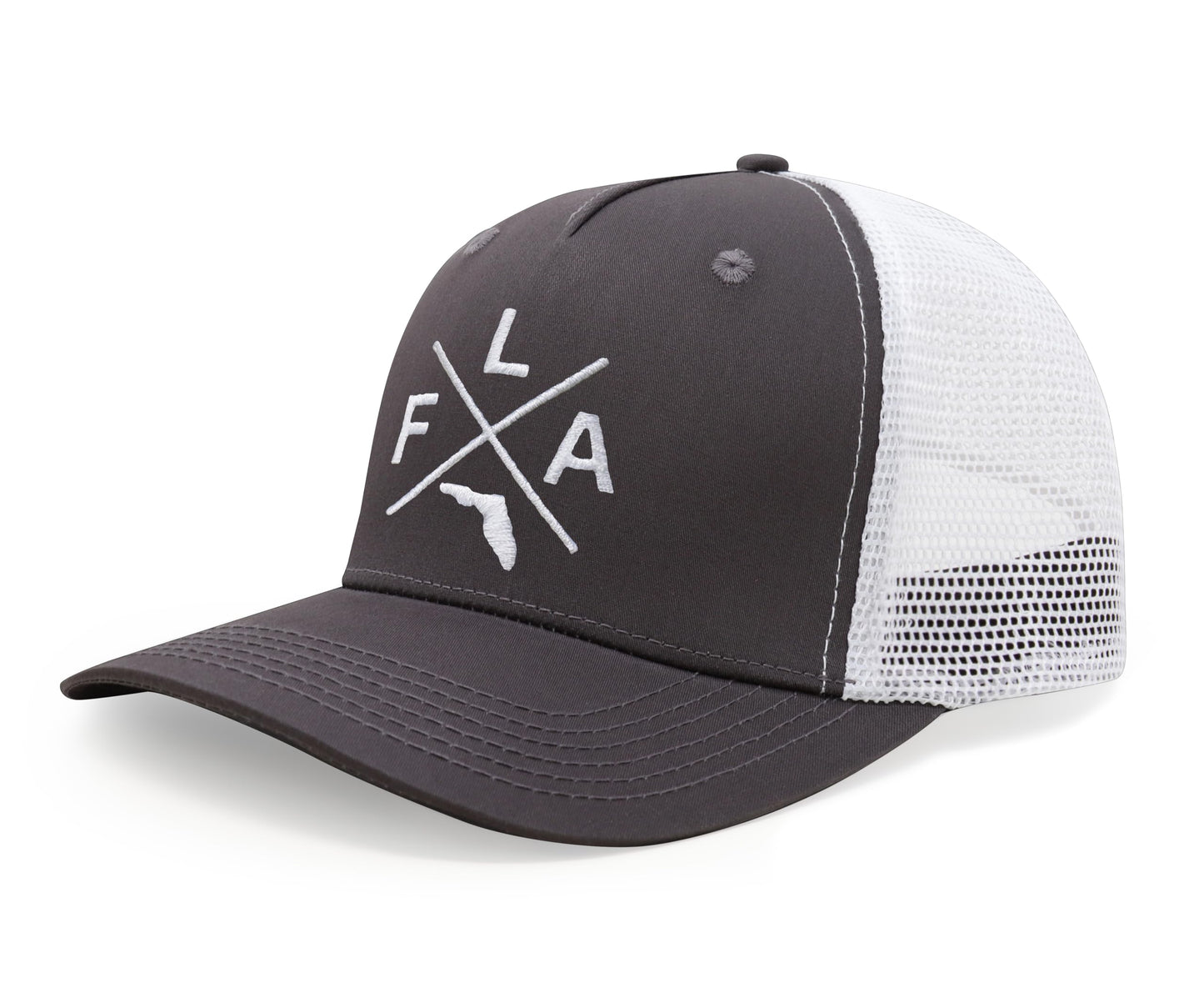 International Tie Premium Florida FLA Hat for Men and Women – Snapback Trucker Baseball Cap (Grey/White)
