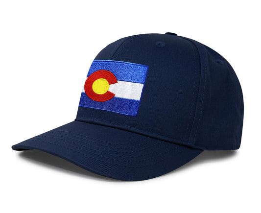 International Tie State Hat for Men and Women, Adjustable Snapback Trucker Baseball Cap with Embroidered Patch (Colorado, All Navy) - International Tie