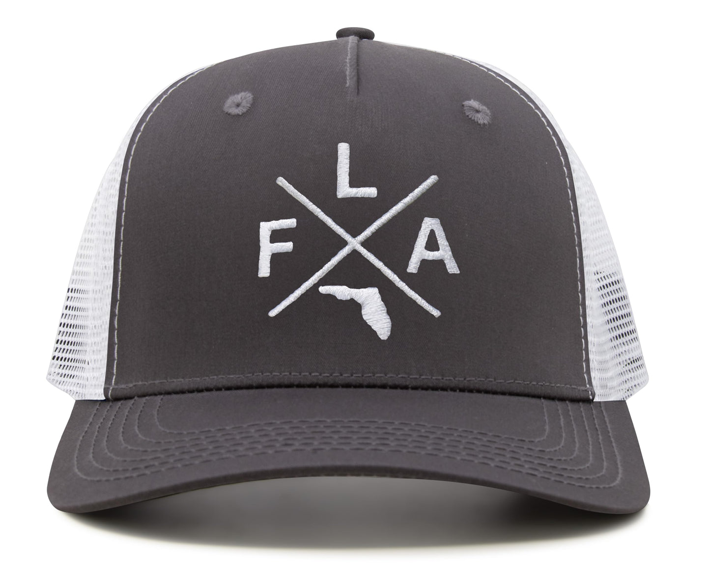 International Tie Premium Florida FLA Hat for Men and Women – Snapback Trucker Baseball Cap (Grey/White)
