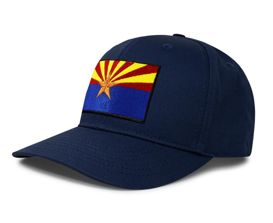 International Tie State Hat for Men and Women, Adjustable Snapback Trucker Baseball Cap with Embroidered Patch (Arizona, All Navy)
