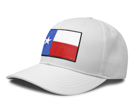 International Tie Texas Flag Hat for Men and Women - Snapback Trucker Baseball Cap (All White)