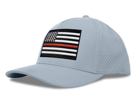 Performance Golf Hat – Adjustable Snapback Trucker Baseball Cap for Men & Women - Jetset Series (Thin Red Line, Sky Blue)