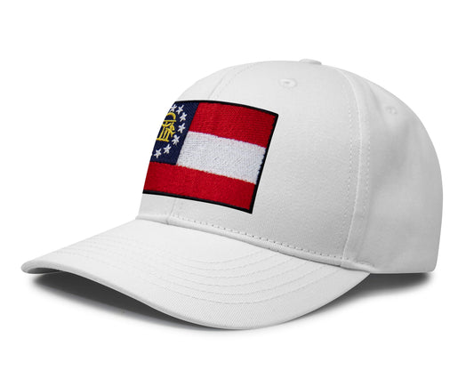 International Tie State Hat for Men and Women, Adjustable Snapback Trucker Baseball Cap with Embroidered Patch (Georgia, All White) - International Tie
