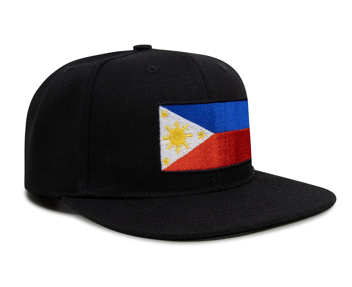 International Tie Philippines Hat for Men and Women - Snapback Trucker Baseball Cap (Black Flatbill)