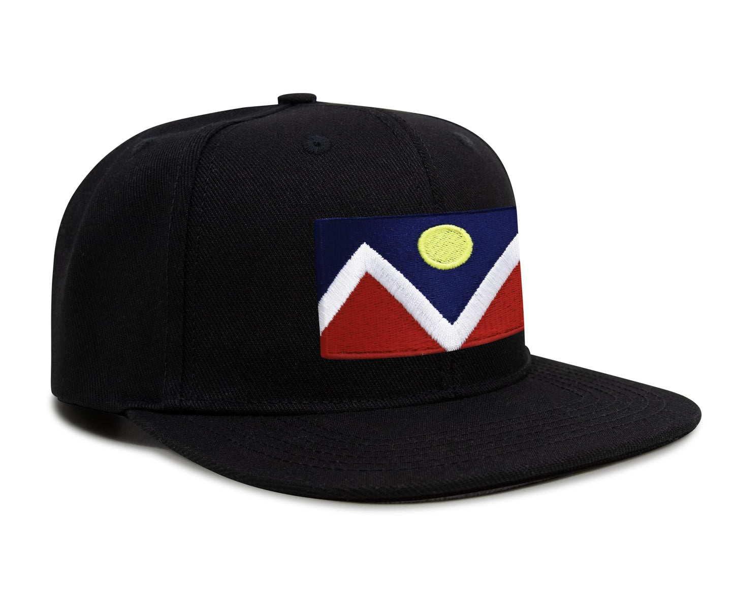 International Tie Denver Flag Hat for Men and Women - Snapback Trucker Flatbill Baseball Cap (Black Flatbill)