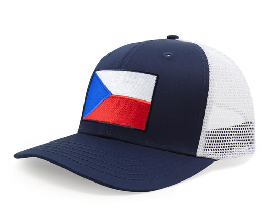 Czech Republic Flag Hat for Men and Women – Adjustable Snapback Baseball Cap by International Tie (Navy White) - International Tie