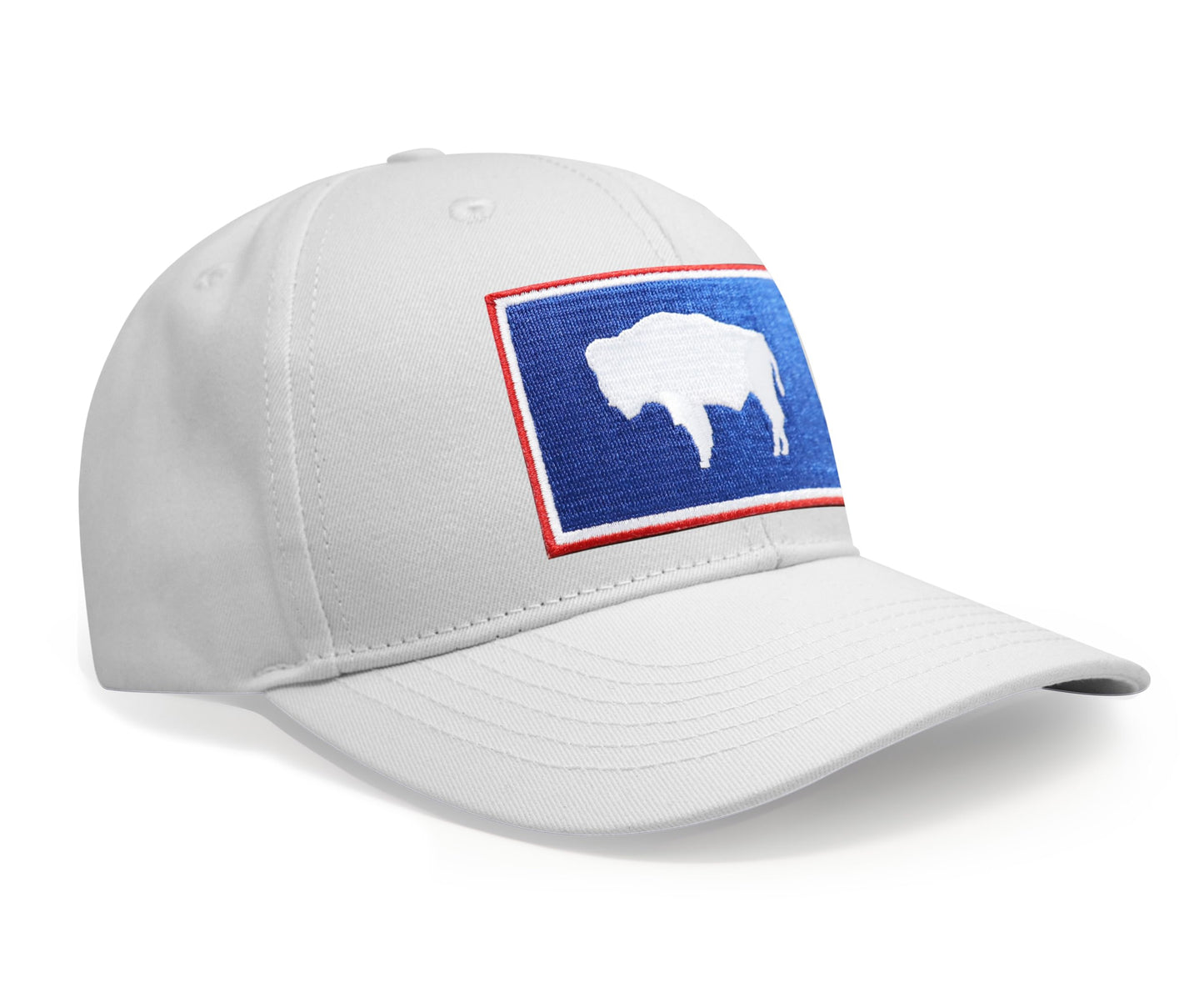 International Tie Wyoming Flag Hat for Men and Women - Snapback Trucker Baseball Cap (All White)