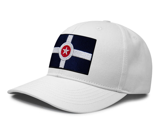 International Tie Indianapolis Flag Hat for Men and Women – Snapback Trucker Baseball Cap (All White) - International Tie