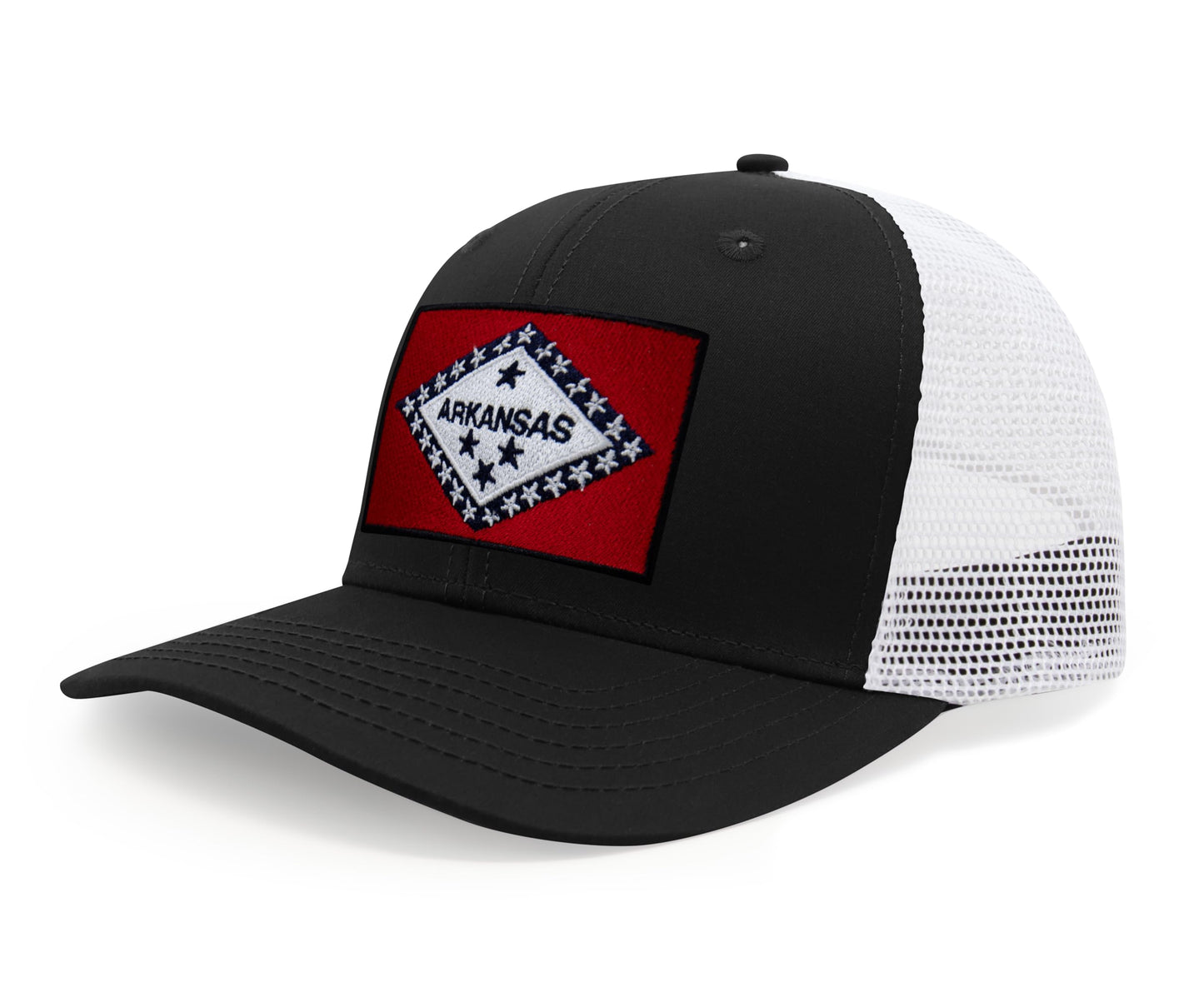 Arkansas Flag Hat for Men and Women – Snapback Trucker Baseball Cap by International Tie (Black White)