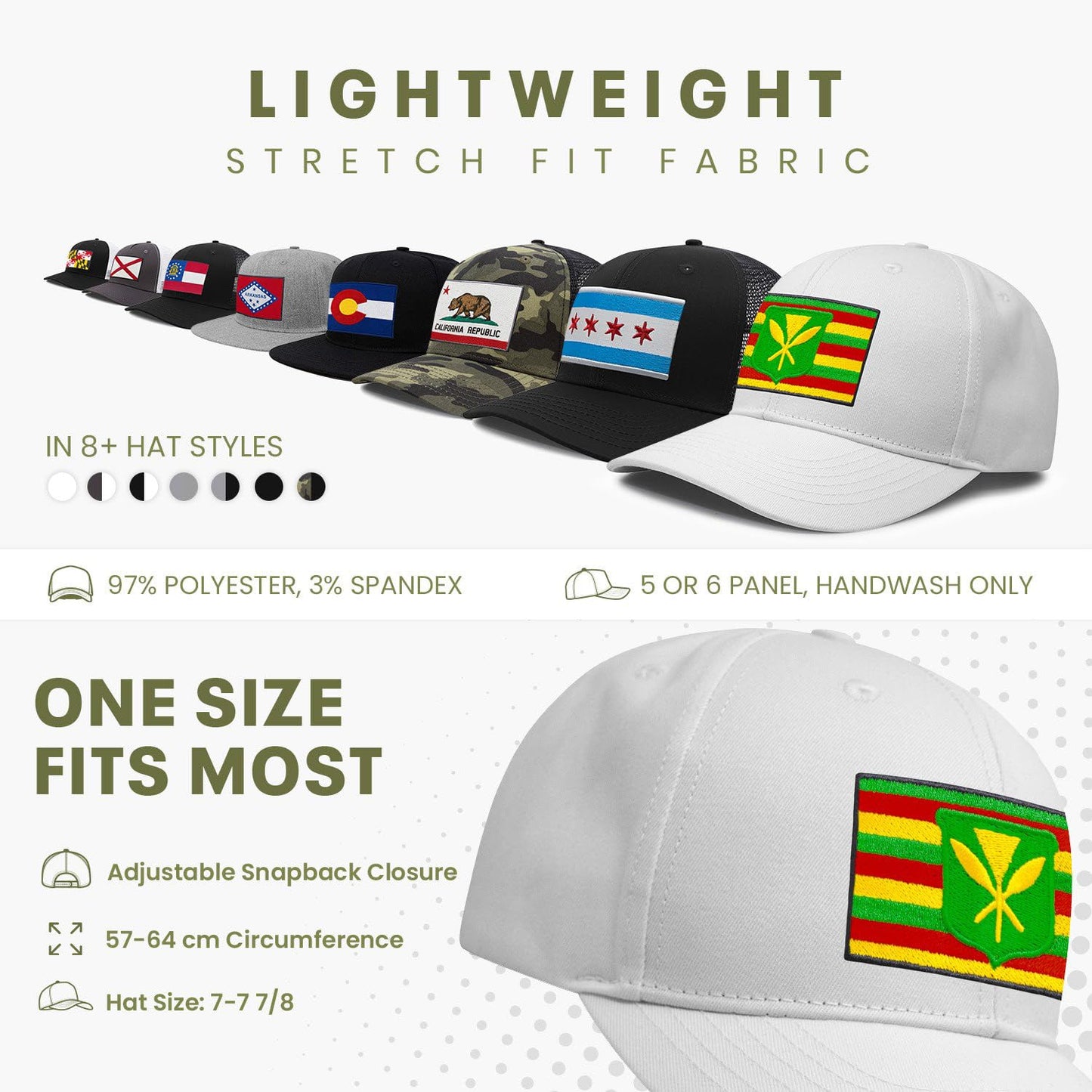 International Tie Kanaka Maoli Hat for Men and Women - Snapback Trucker Baseball Cap (All White)