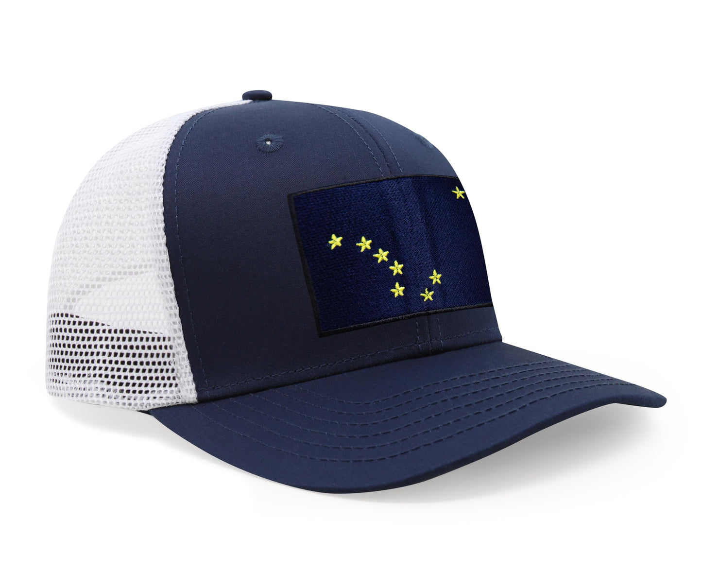 International Tie Premium Alaska Flag Hat for Men and Women - Snapback Trucker Baseball Cap (Navy White)