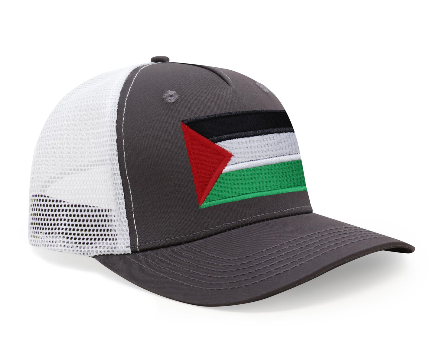 International Tie Palestine Hat for Men and Women - Snapback Trucker Baseball Cap (Grey/White)