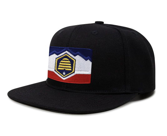 International Tie Utah Hat for Men and Women - Snapback Trucker Baseball Cap (Black Flatbill)