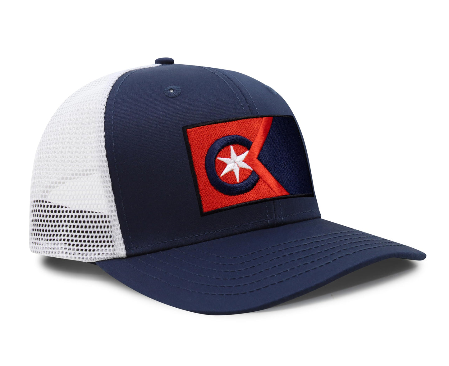 International Tie Cleveland Flag Hat for Men and Women - Adjustable Snapback Trucker Baseball Cap (Navy White)