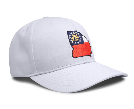 International Tie Stateline Flag Hat for Men and Women - Snapback Trucker Baseball Cap (Georgia, All White) - International Tie