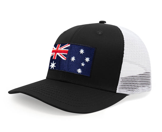 Australia Flag Hat for Men and Women – Snapback Trucker Baseball Cap by International Tie (Black White)