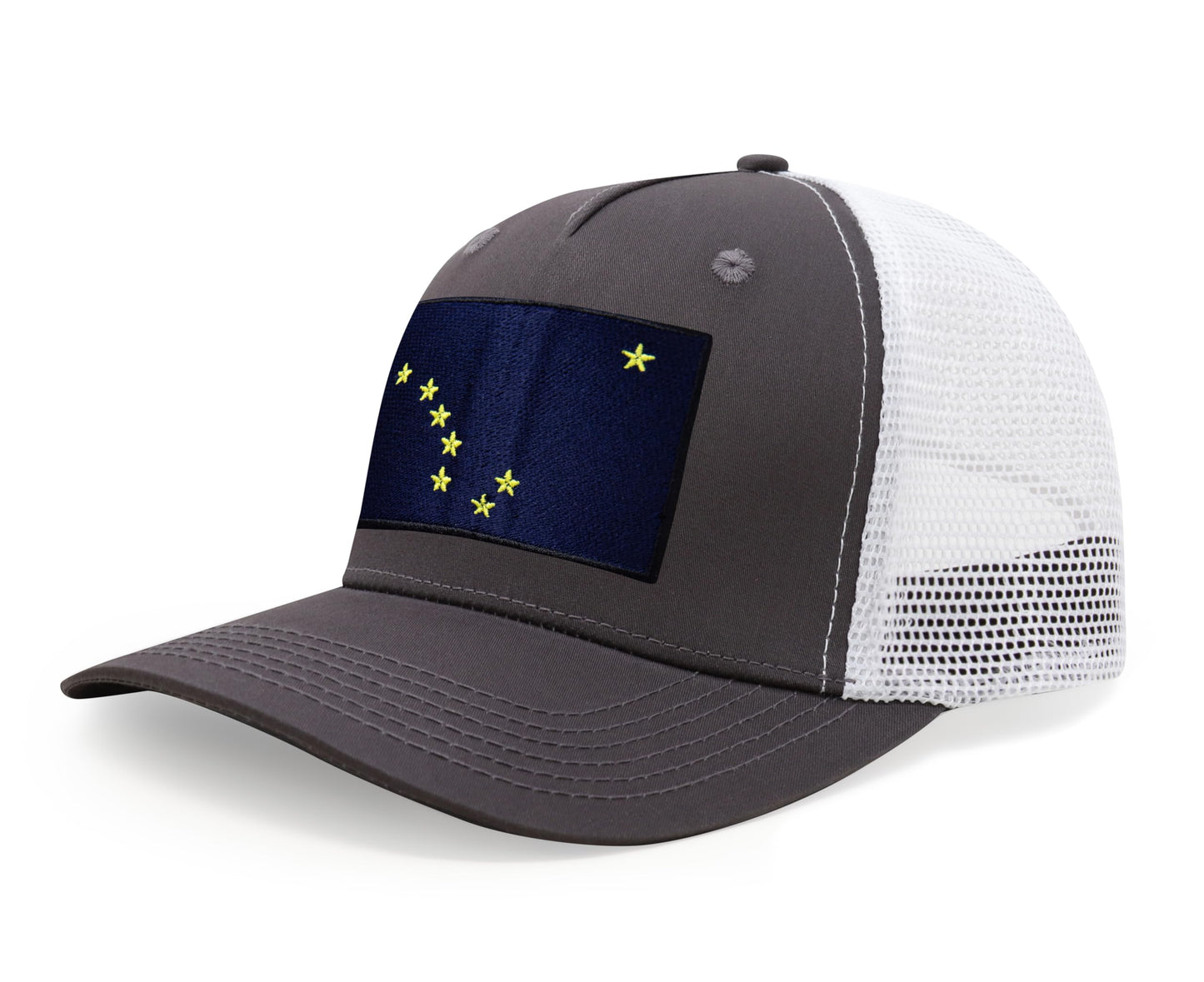 International Tie Premium Alaska Flag Hat for Men and Women - Snapback Trucker Baseball Cap (Grey White)