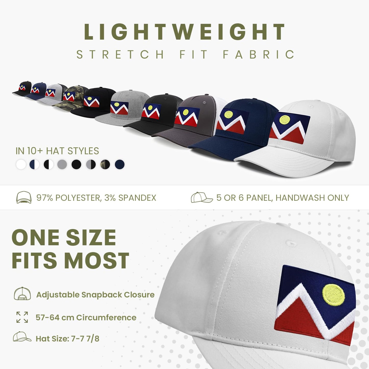 International Tie Denver Flag Trucker Hat for Men and Women â Snapback Baseball Cap (All White)