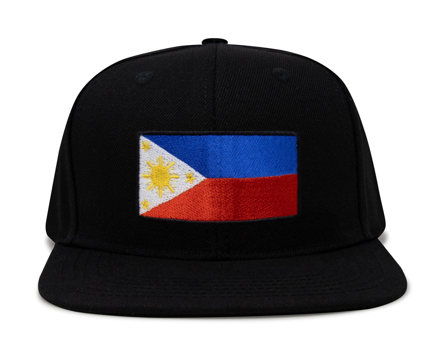 International Tie Philippines Hat for Men and Women - Snapback Trucker Baseball Cap (Black Flatbill)