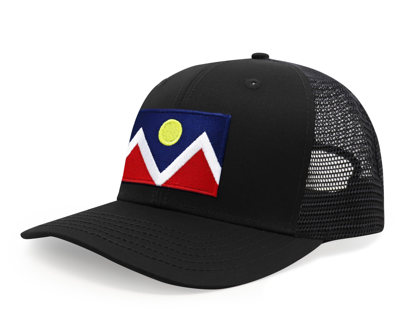Premium Denver Colorado Flag Hat for Men and Women - Snapback Trucker Baseball Cap (All Black)