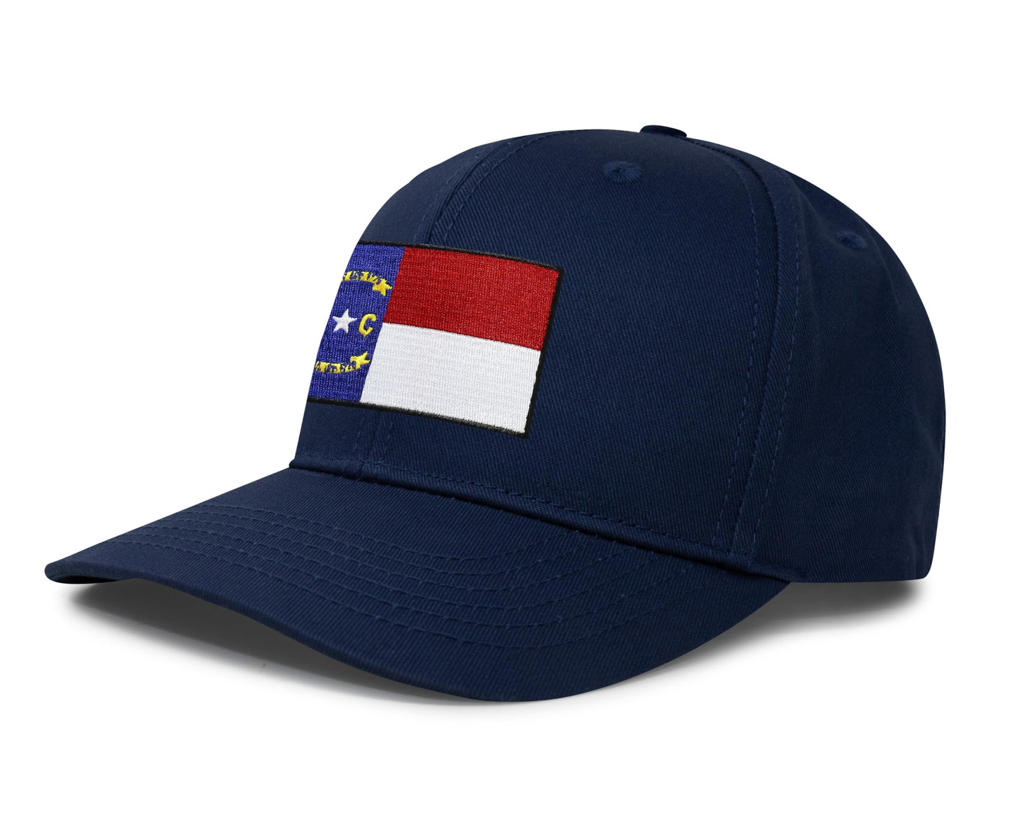 International Tie North Carolina Flag Trucker Hat for Men and Women – Snapback Baseball Cap (All Navy)