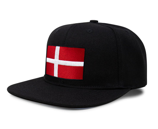 Denmark Flag Hat for Men and Women – Adjustable Snapback Baseball Cap by International Tie (Black Flatbill) - International Tie