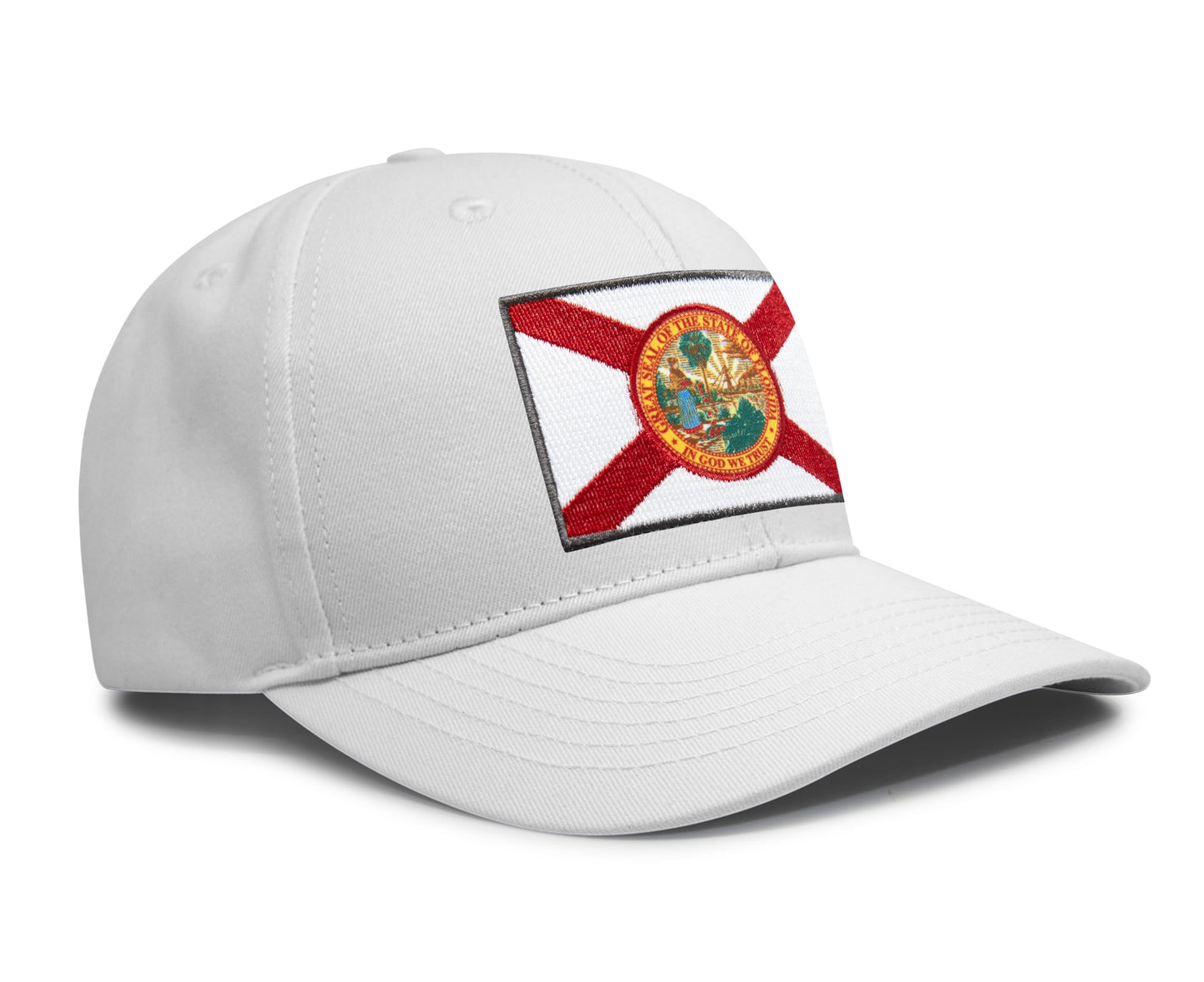 International Tie Florida Flag Hat for Men and Women – Snapback Trucker Baseball Cap (All White)