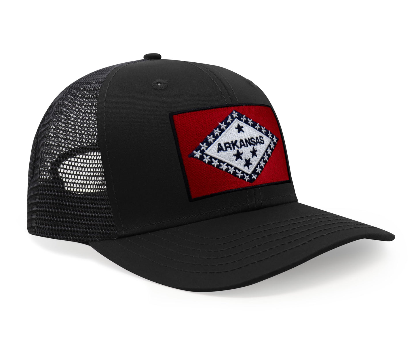 Arkansas Flag Hat for Men and Women – Snapback Trucker Baseball Cap by International Tie (All Black)