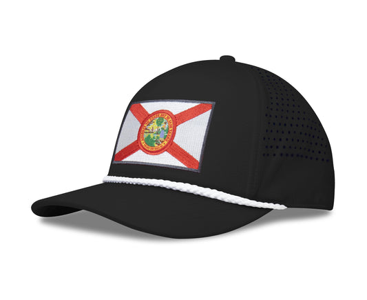 Jetset Series - Perfomance Golf Hat (Florida, Midnight Black Roped) - International Tie