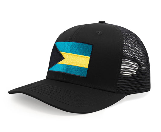 Bahamas Flag Hat for Men and Women – Adjustable Bahamian Snapback Baseball Cap by International Tie (All Black) - International Tie