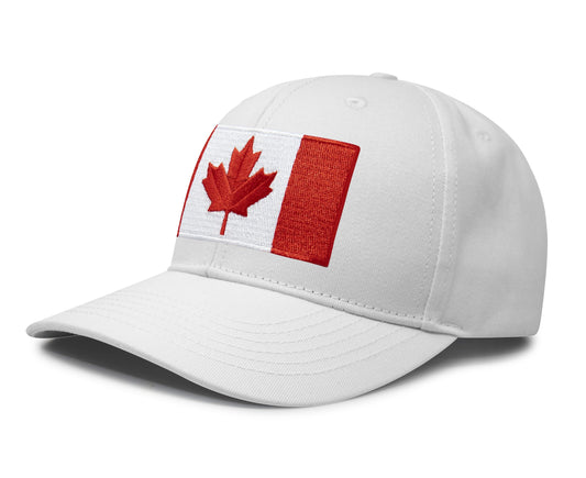 International Tie Canada Flag Trucker Hat for Men and Women – Snapback Baseball Cap (All White)