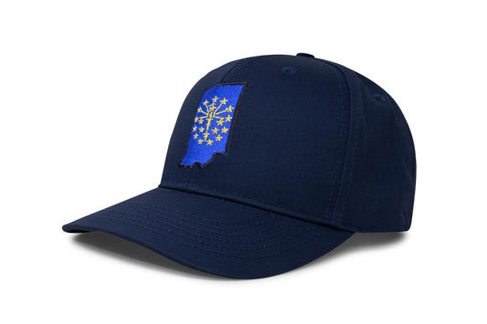 International Tie Stateline Flag Hat for Men and Women - Snapback Trucker Baseball Cap (Indiana, All Navy) - International Tie