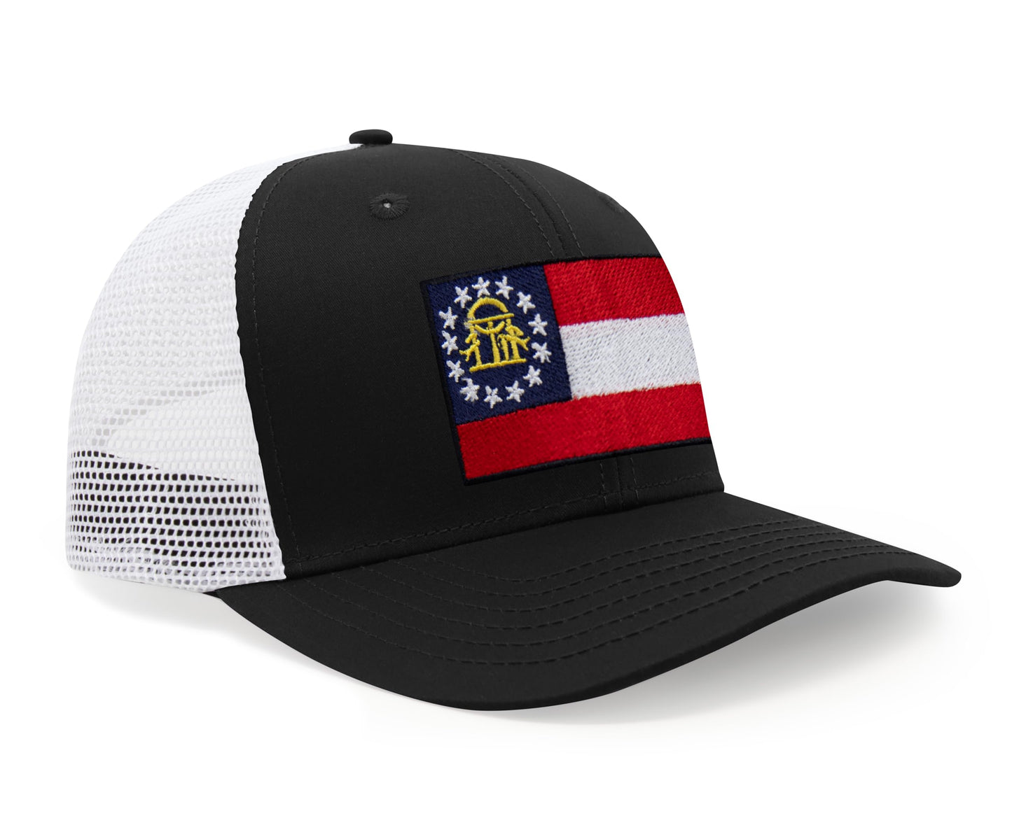 Georgia Flag Hat for Men and Women – Snapback Trucker Baseball Cap by International Tie (Black White)
