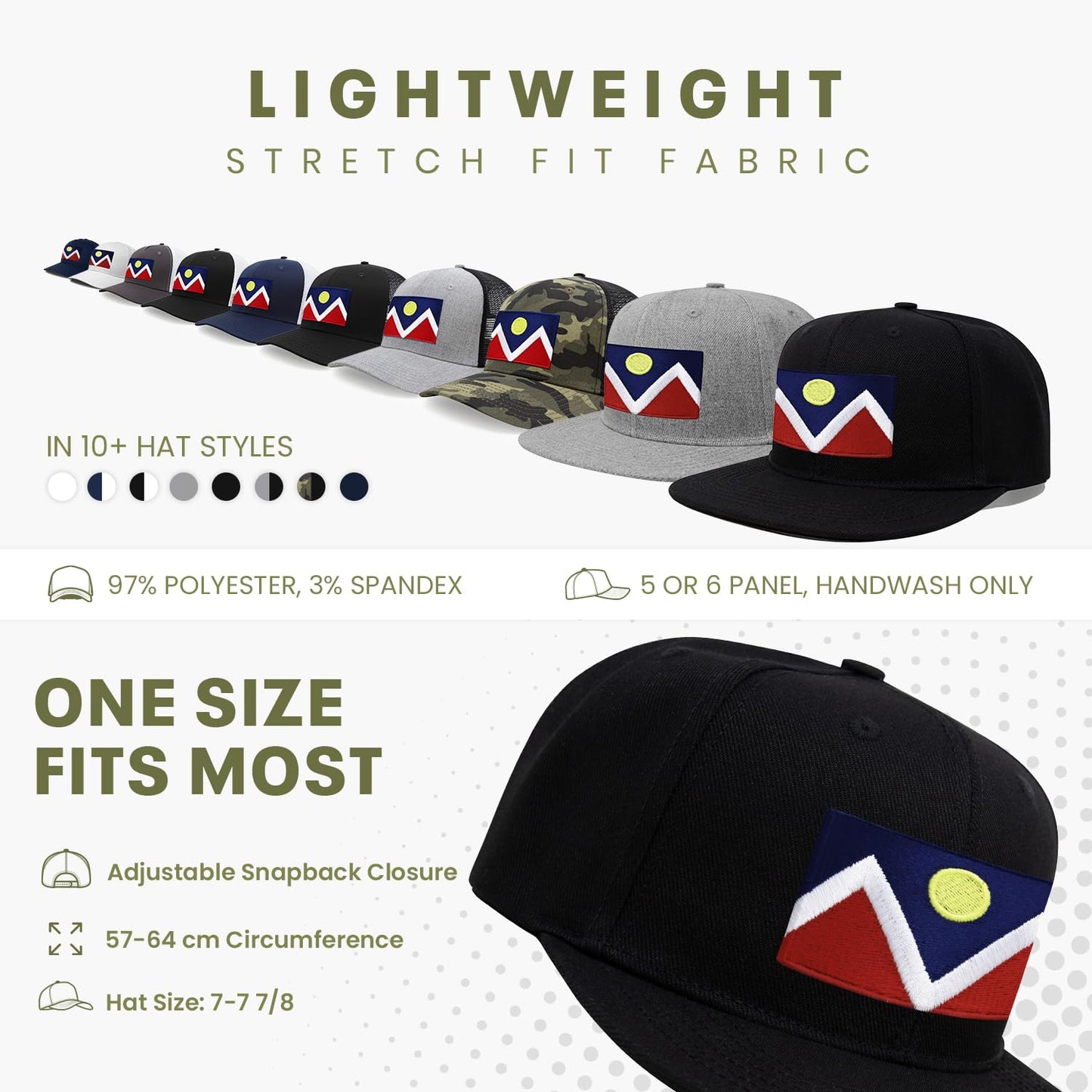 International Tie Denver Flag Hat for Men and Women - Snapback Trucker Flatbill Baseball Cap (Black Flatbill)