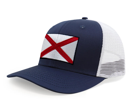 Alabama Flag Hat for Men and Women – Snapback Trucker Baseball Cap by International Tie (Navy White)