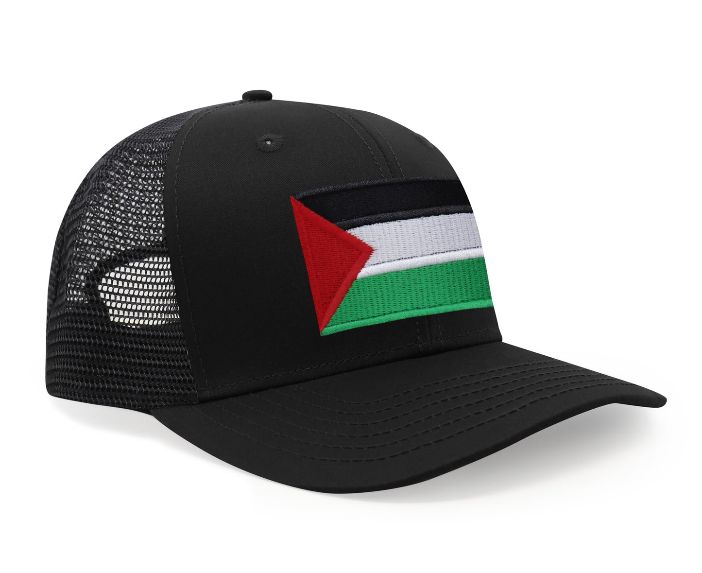 Palestine Flag Hat for Men and Women – Snapback Trucker Baseball Cap by International Tie (All Black)