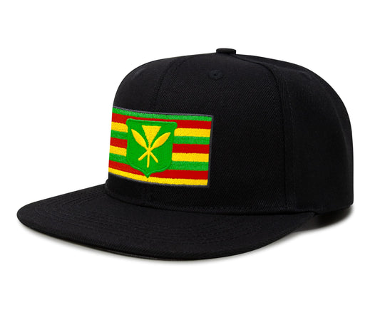 International Tie Kanaka Maoli Hat for Men and Women - Snapback Trucker Baseball Cap (Black Flatbill)