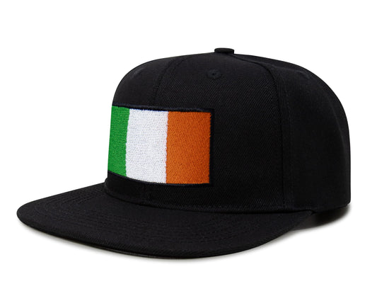 International Tie Irish Flag Hat for Men and Women - Ireland Snapback Trucker Baseball Cap (Black Flatbill) - International Tie
