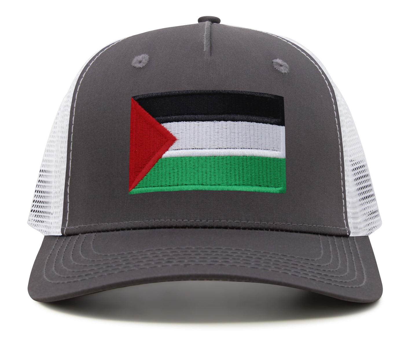 International Tie Palestine Hat for Men and Women - Snapback Trucker Baseball Cap (Grey/White)