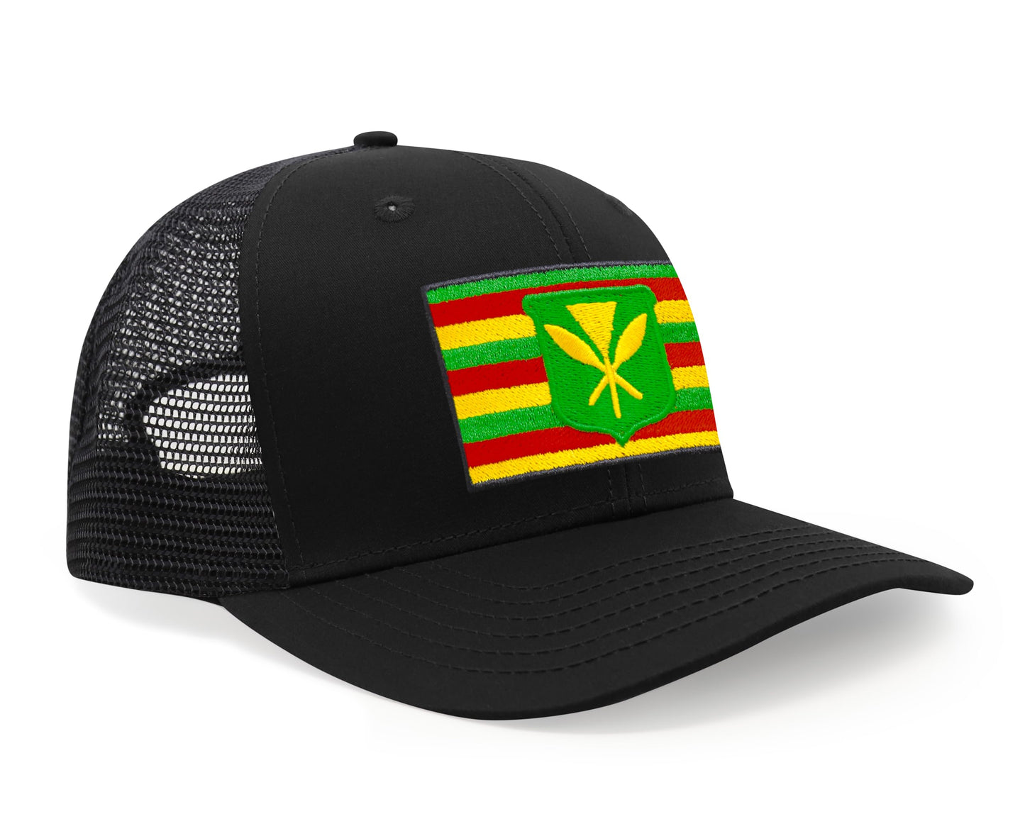 International Tie Kanaka Maoli Hat for Men and Women - Snapback Trucker Baseball Cap (All Black)
