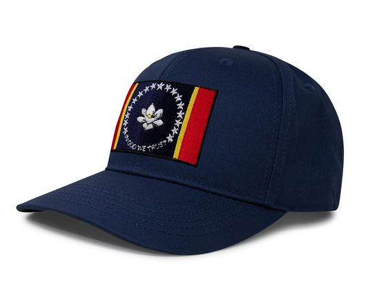 International Tie State Hat for Men and Women, Adjustable Snapback Trucker Baseball Cap with Embroidered Patch (Mississippi, All Navy) - International Tie